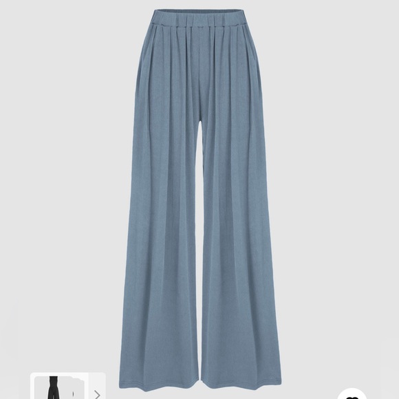 BLUE ELASTIC WAIST WIDE LEG PANTS 💙 - Picture 3 of 5
